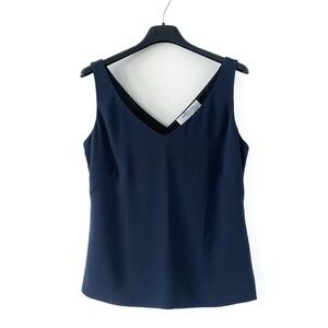 MM Lafleur V-Neck Sleeveless Blouse - Navy Blue